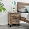 Rodley Oak Wooden 3 Drawer Bedside Table