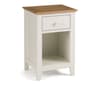 Salerno Ivory and Oak Wooden 1 Drawer Bedside Table