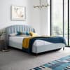 Sandy Blue Velvet Ottoman Storage Bed Frame - 4ft6 Double