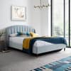 Sandy Blue Velvet Ottoman Storage Bed