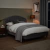 Sandy Grey Velvet Ottoman Storage Bed