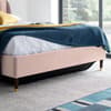 Sandy Pink Velvet Ottoman Storage Bed