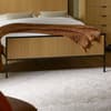 Sia Oak and Black Wooden and Metal Bed
