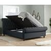 Castello Charcoal Fabric Ottoman Scroll Sleigh Bed