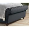 Castello Charcoal Fabric Ottoman Scroll Sleigh Bed