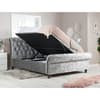 Castello Steel Fabric Ottoman Scroll Sleigh Bed