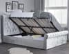 Sienna Steel Crushed Velvet Ottoman Storage Bed