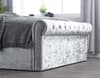 Sienna Steel Crushed Velvet Ottoman Storage Bed Frame Only - 4ft Small Double