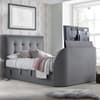 Simpson Light Grey Fabric Ottoman Electric TV Bed