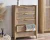 Sydney Oak Rattan Tall 5 Drawer Chest of Drawers