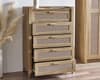 Sydney Oak Rattan Tall 5 Drawer Chest of Drawers