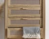 Sydney Oak Rattan Tall 5 Drawer Chest of Drawers