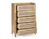 Sydney Oak Rattan Tall 5 Drawer Chest of Drawers