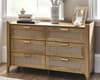 Sydney Oak Rattan Wide 6 Drawer Chest of Drawers