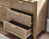 Sydney Oak Rattan Wide 6 Drawer Chest of Drawers