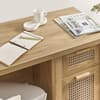 Sydney Oak Rattan Desk With Cupboard and Drawer