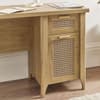 Sydney Oak Rattan Desk With Cupboard and Drawer