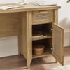 Sydney Oak Rattan Desk With Cupboard and Drawer