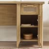 Sydney Oak Rattan Desk With Cupboard and Drawer