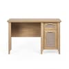 Sydney Oak Rattan Desk With Cupboard and Drawer