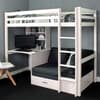 Hit White Wooden High Sleeper with Black Futon Bed