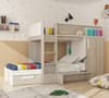 Tordera White and Light Oak Storage Wooden Bunk Bed