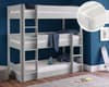 Trio Dove Grey Triple Bunk Bed with 3 Ethan Mattresses Included