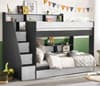 Tuscan Grey and White Wooden Staircase Bunk Bed