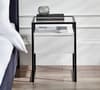 Universal White and Black 1 Drawer Bedside Table
