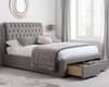 Valentino Grey Fabric 2 Drawer Storage Bed 