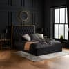 Walton Black and Gold Velvet Ottoman Bed