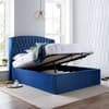 Warwick Blue Velvet Fabric Winged Ottoman Bed