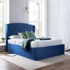 Warwick Blue Velvet Fabric Winged Ottoman Bed