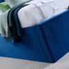 Warwick Blue Velvet Fabric Winged Ottoman Bed