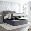 Warwick Grey Velvet Fabric Winged Ottoman Bed