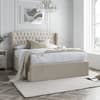 Warwick Oatmeal Velvet Winged Ottoman Storage Bed