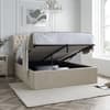 Warwick Oatmeal Velvet Winged Ottoman Storage Bed