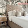 Watson Warm Stone Velvet Ottoman Bed Frame