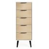 Alba White and Oak 5 Drawer Narrow Chest