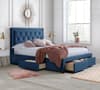Woodbury Blue Velvet Fabric 4 Drawer Storage Bed Frame - 6ft Super King Size