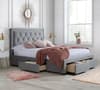 Woodbury Grey Velvet Fabric 4 Drawer Storage Bed Frame - 5ft King Size