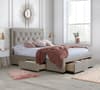 Woodbury Warm Stone Velvet Fabric 4 Drawer Storage Bed