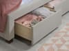 Woodbury Warm Stone Velvet Fabric 4 Drawer Storage Bed