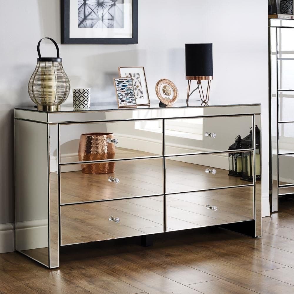 Mirrored dresser 6 drawers deals