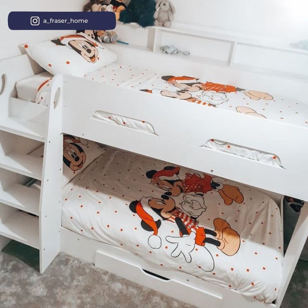 Orion White Bunk Bed w 2 Noah Mattresses Happy Beds