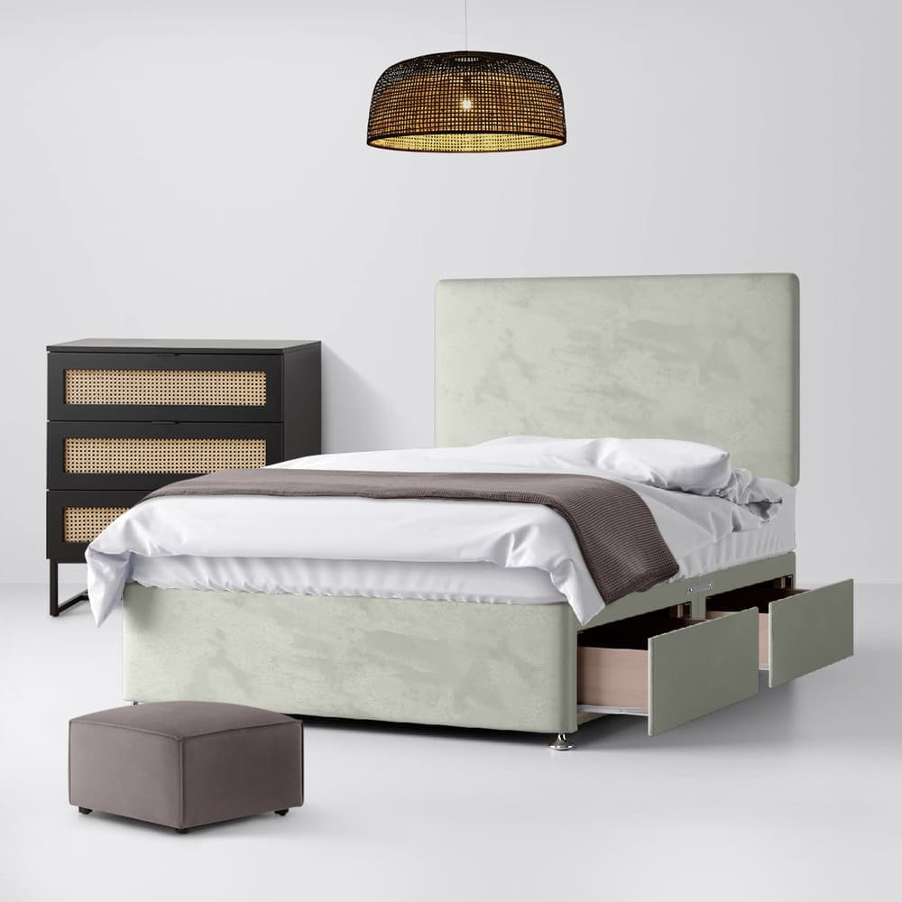 Silver divan bed with headboard online