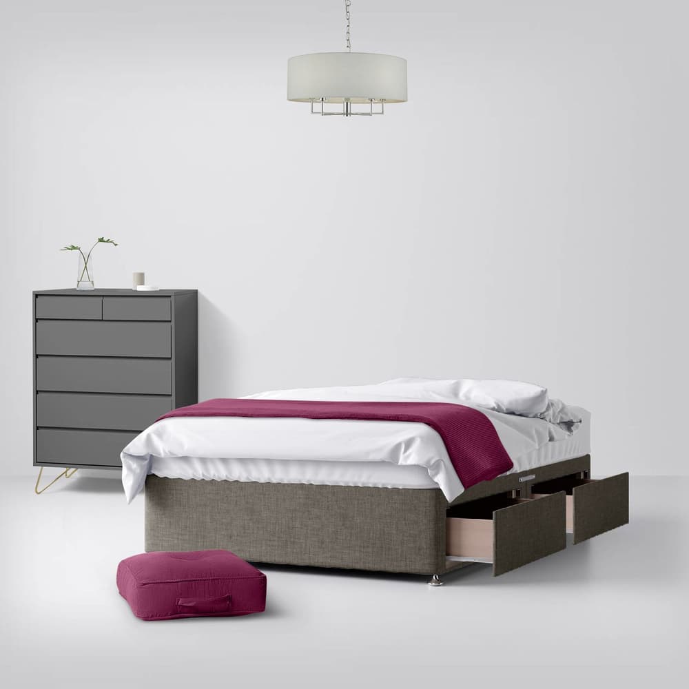 Slate Grey Fabric 2 Drawer Same Side Divan Bed 4ft6 Double