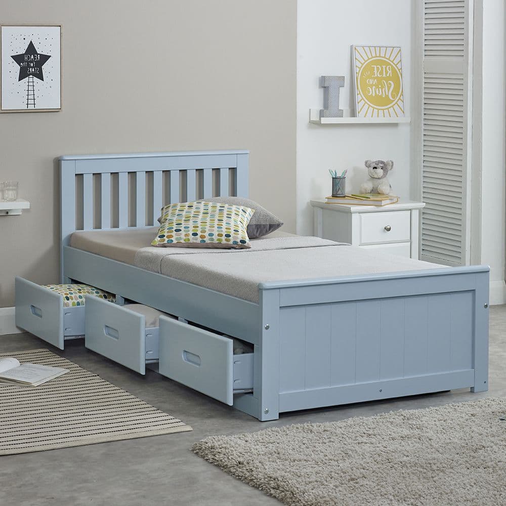 Mission Blue Wooden Storage Bed Happy Beds