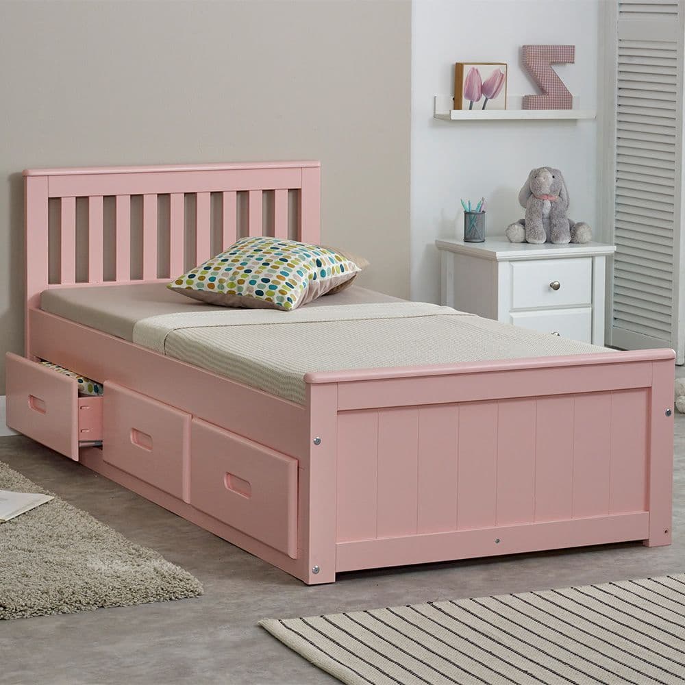 Pink deals wooden bed