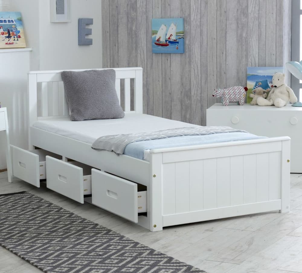 Mission white on sale wooden storage bed